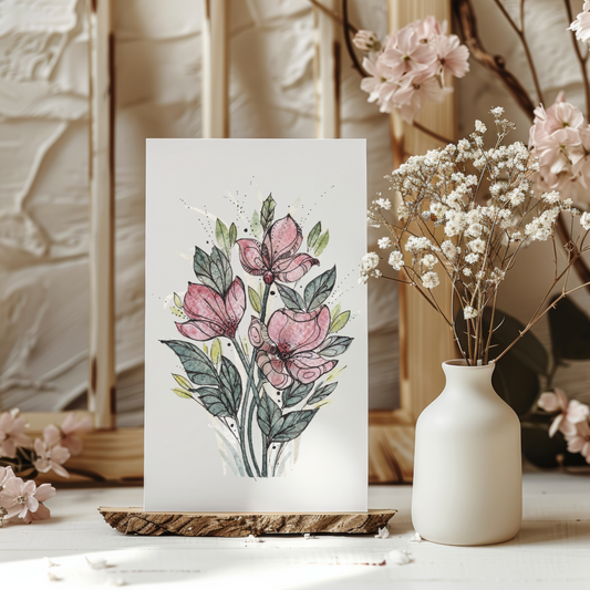 Petals in Pink - Original Watercolor Botanical Artwork